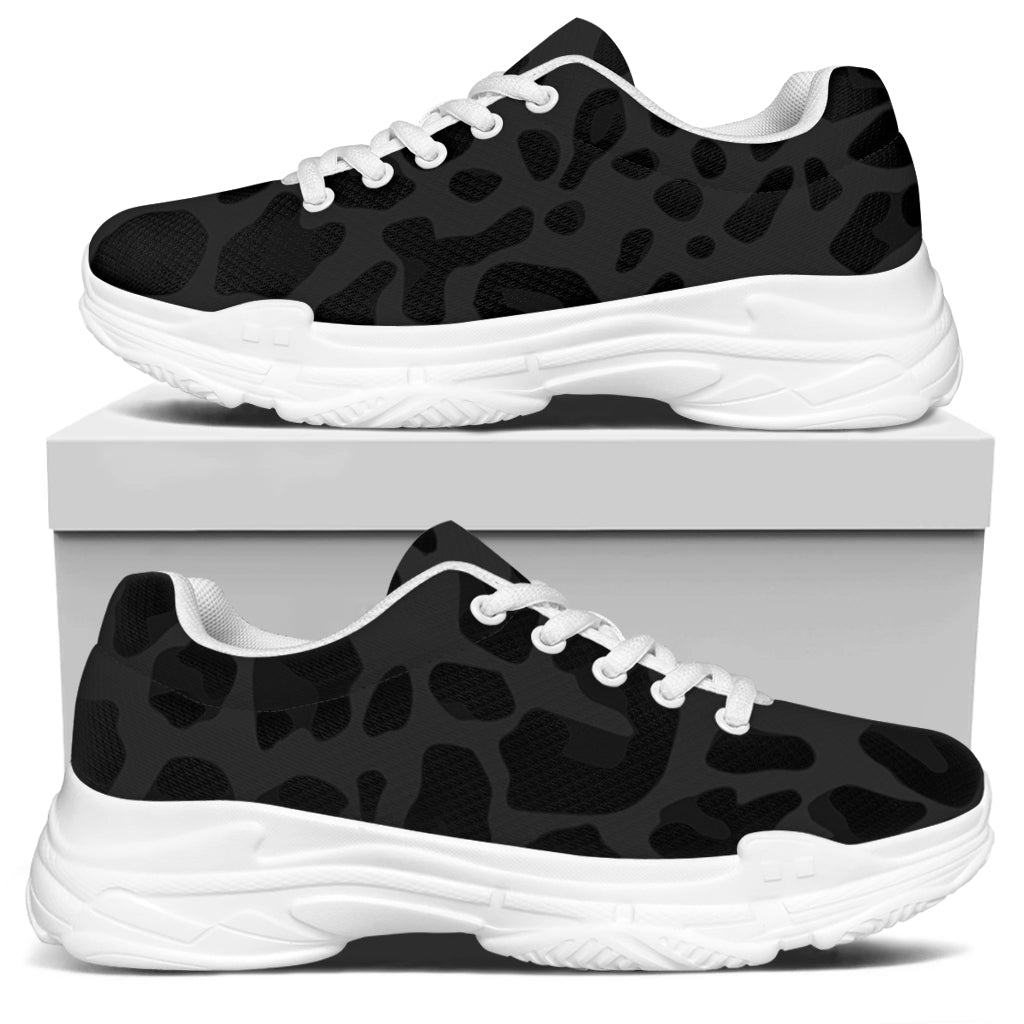 Black Leopard Print White Chunky Shoes