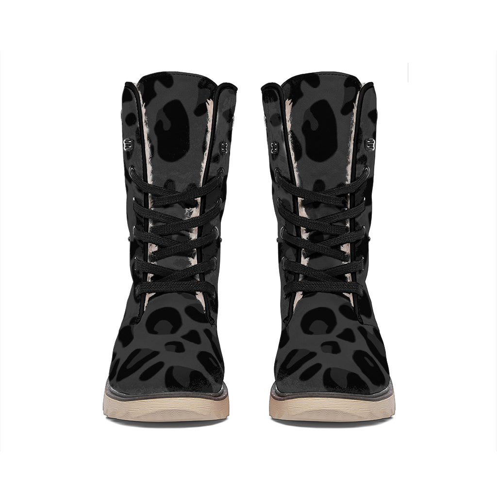 Black Leopard Print Winter Boots