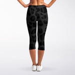Black Leopard Print Women's Capri Leggings