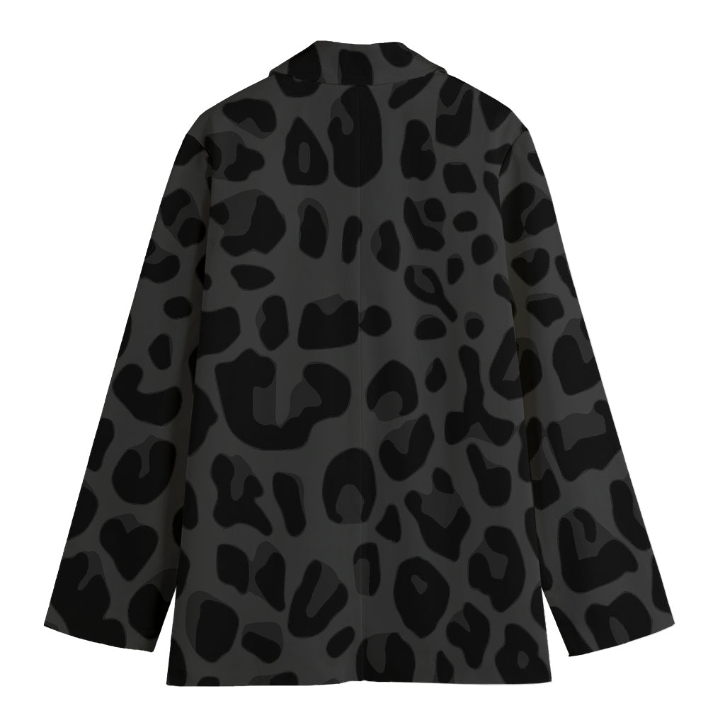Black Leopard Print Women's Cotton Blazer