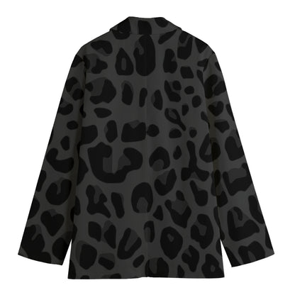 Black Leopard Print Women's Cotton Blazer