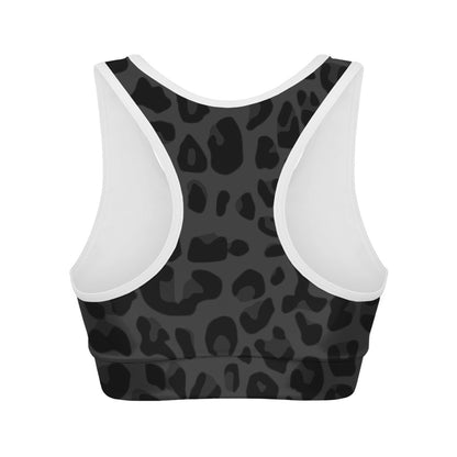 Black Leopard Print Women's Sports Bra