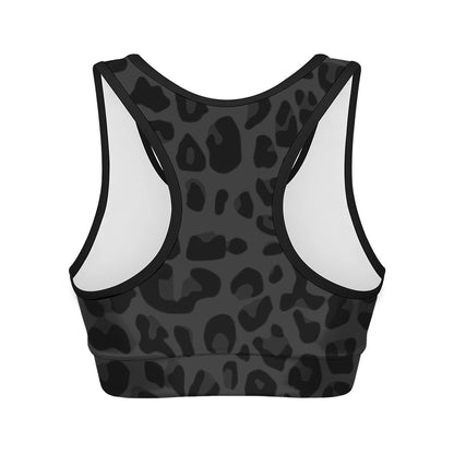 Black Leopard Print Women's Sports Bra