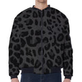 Black Leopard Print Zip Sleeve Bomber Jacket