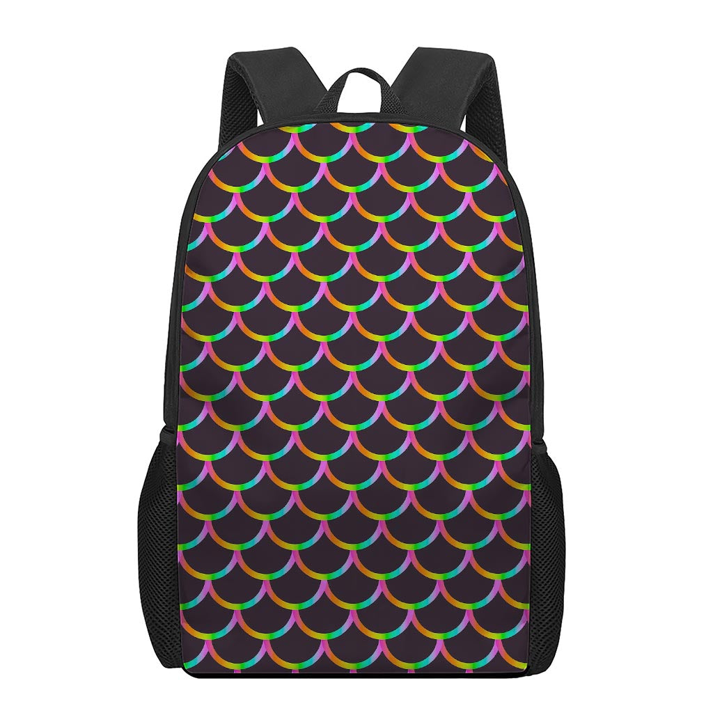 Black Mermaid Scales Pattern Print 17 Inch Backpack