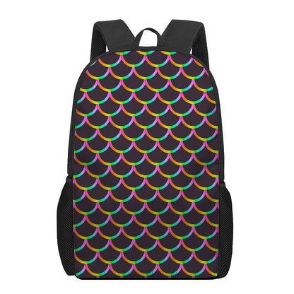 Black Mermaid Scales Pattern Print 17 Inch Backpack