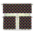 Black Mermaid Scales Pattern Print 3 Piece Kitchen Curtains