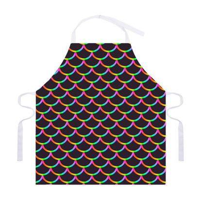 Black Mermaid Scales Pattern Print Adjustable Apron