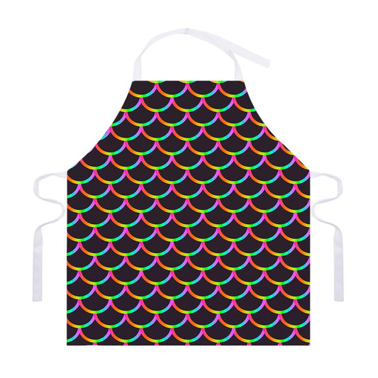 Black Mermaid Scales Pattern Print Adjustable Apron