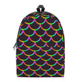 Black Mermaid Scales Pattern Print School Backpack
