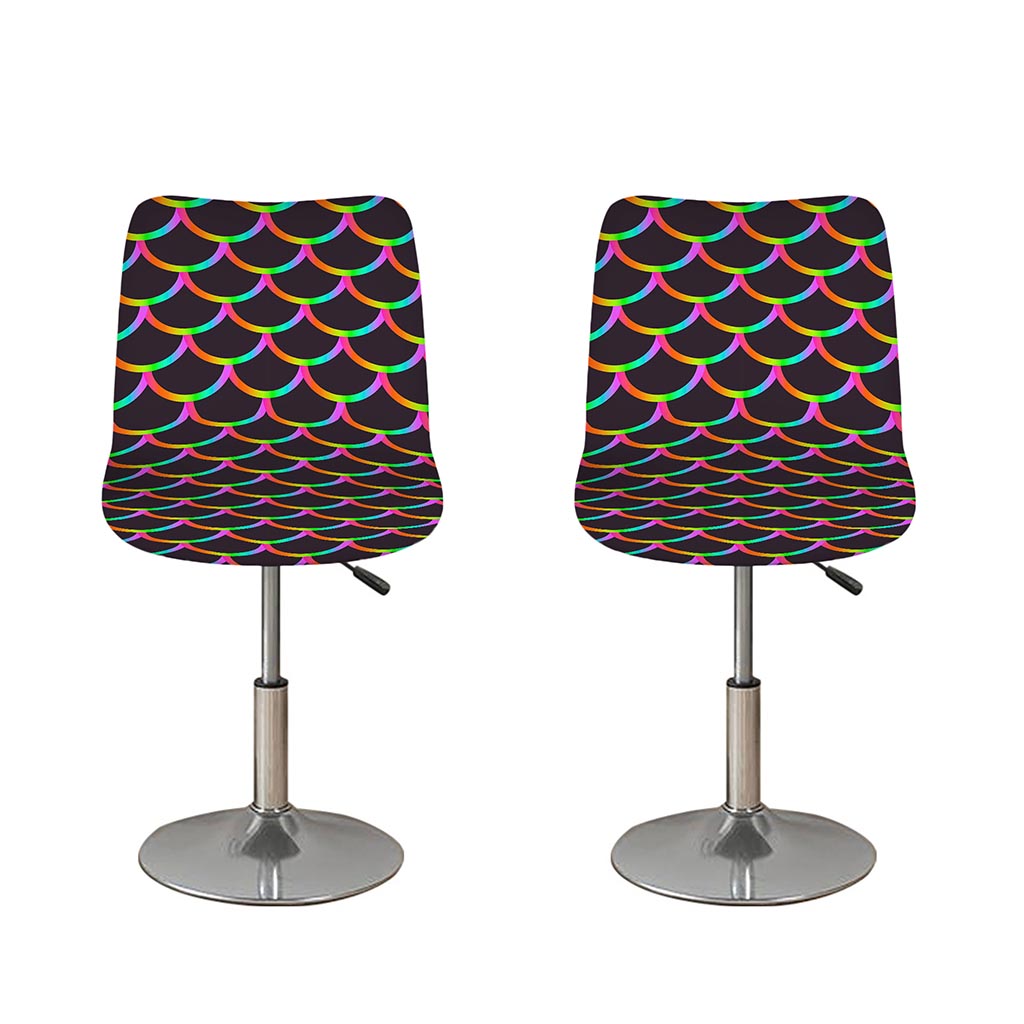 Black Mermaid Scales Pattern Print Bar Stool Covers