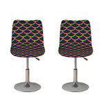Black Mermaid Scales Pattern Print Bar Stool Covers