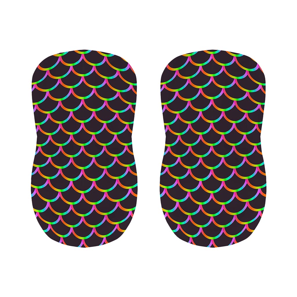 Black Mermaid Scales Pattern Print Bar Stool Covers
