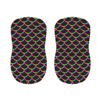Black Mermaid Scales Pattern Print Bar Stool Covers