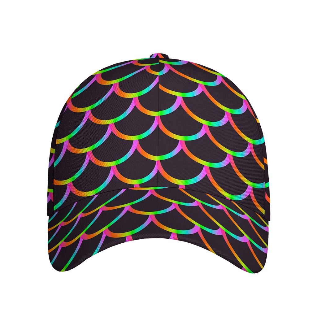 Black Mermaid Scales Pattern Print Baseball Cap