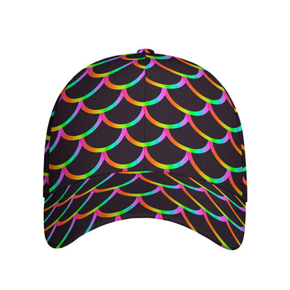 Black Mermaid Scales Pattern Print Baseball Cap
