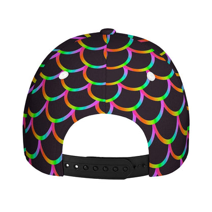 Black Mermaid Scales Pattern Print Baseball Cap