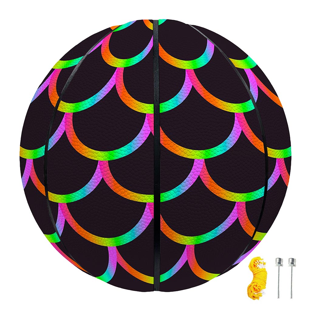 Black Mermaid Scales Pattern Print Basketball