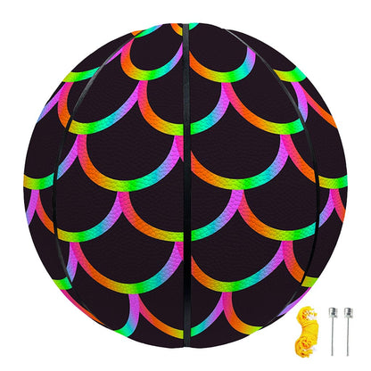 Black Mermaid Scales Pattern Print Basketball