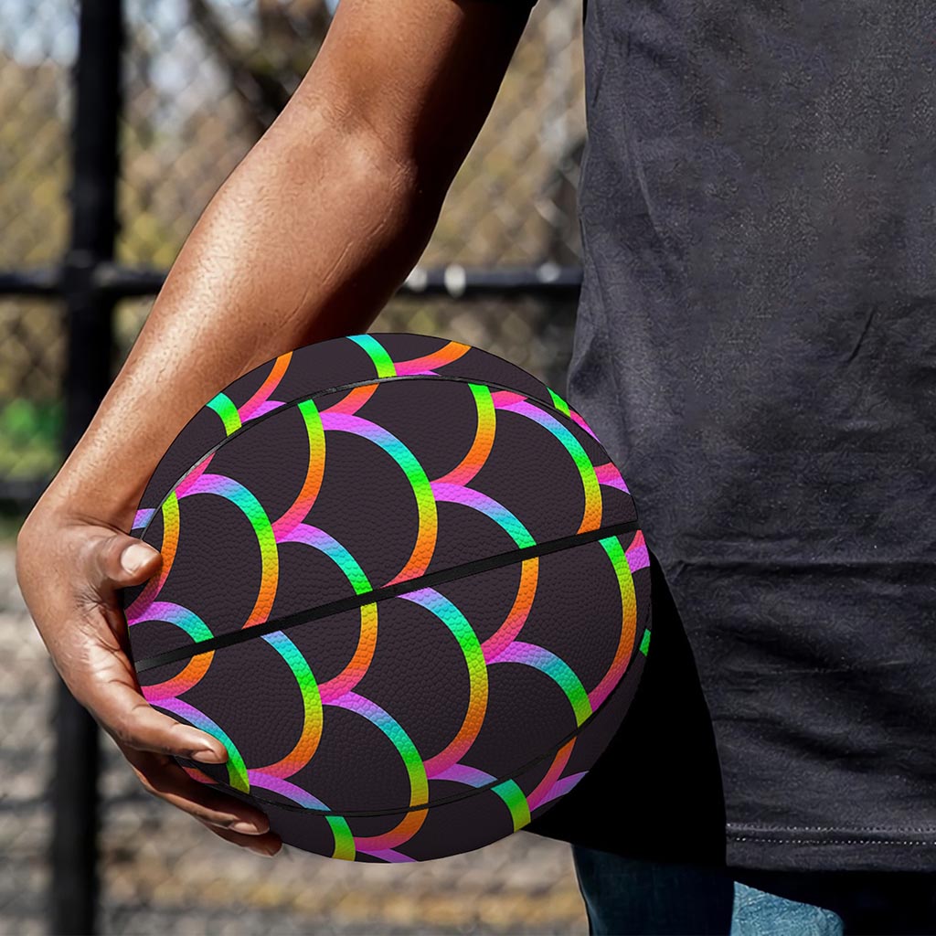 Black Mermaid Scales Pattern Print Basketball