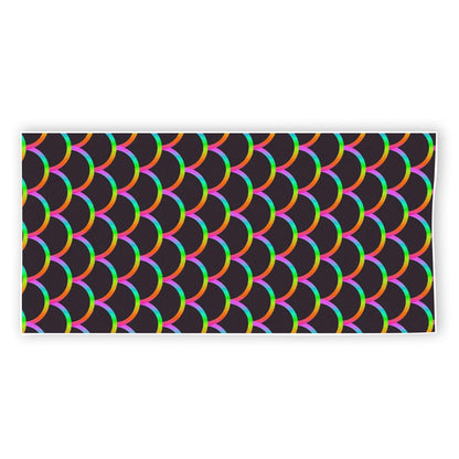 Black Mermaid Scales Pattern Print Beach Towel