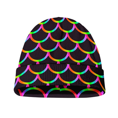 Black Mermaid Scales Pattern Print Beanie