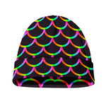 Black Mermaid Scales Pattern Print Beanie