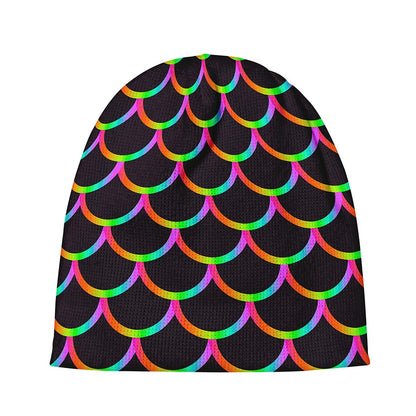 Black Mermaid Scales Pattern Print Beanie