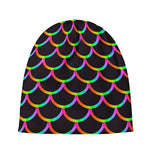Black Mermaid Scales Pattern Print Beanie