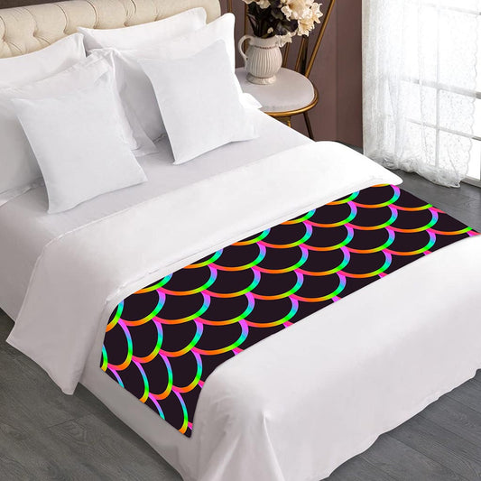 Black Mermaid Scales Pattern Print Bed Runner
