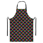Black Mermaid Scales Pattern Print Bib Apron With Pocket