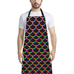 Black Mermaid Scales Pattern Print Bib Apron With Pocket