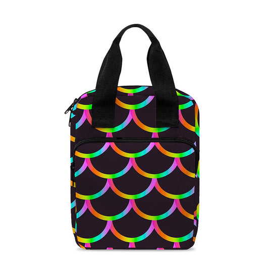 Black Mermaid Scales Pattern Print Bible Tote Bag