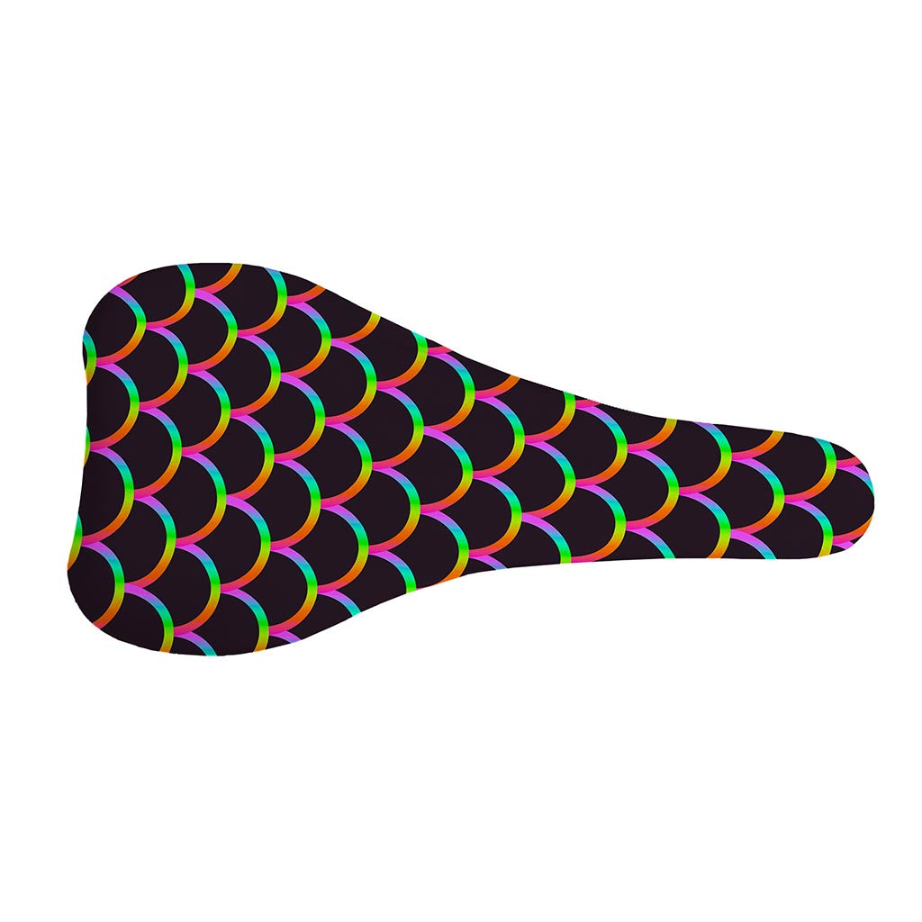 Black Mermaid Scales Pattern Print Bicycle Seat Cover