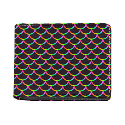 Black Mermaid Scales Pattern Print Bifold Wallet