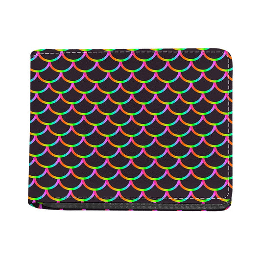 Black Mermaid Scales Pattern Print Bifold Wallet