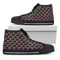 Black Mermaid Scales Pattern Print Black High Top Sneakers