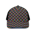 Black Mermaid Scales Pattern Print Black Mesh Trucker Hat