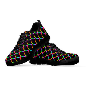 Black Mermaid Scales Pattern Print Black Running Shoes