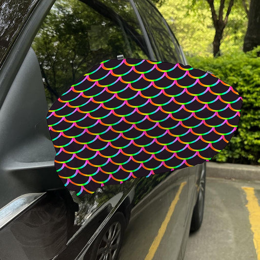 Black Mermaid Scales Pattern Print Car Side Mirror Covers