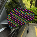 Black Mermaid Scales Pattern Print Car Side Mirror Covers