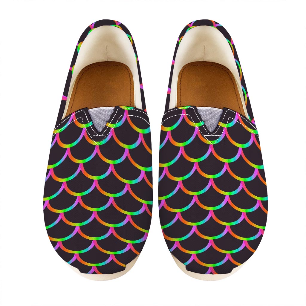 Black Mermaid Scales Pattern Print Casual Shoes