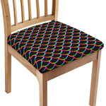 Black Mermaid Scales Pattern Print Chair Cushion Cover
