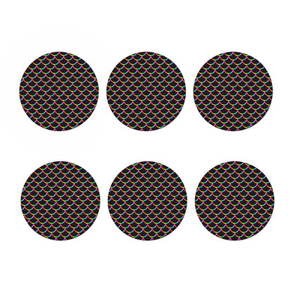 Black Mermaid Scales Pattern Print Coaster Set
