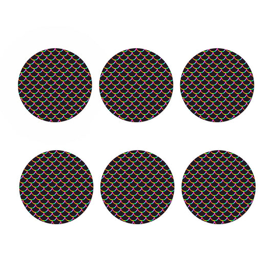 Black Mermaid Scales Pattern Print Coaster Set
