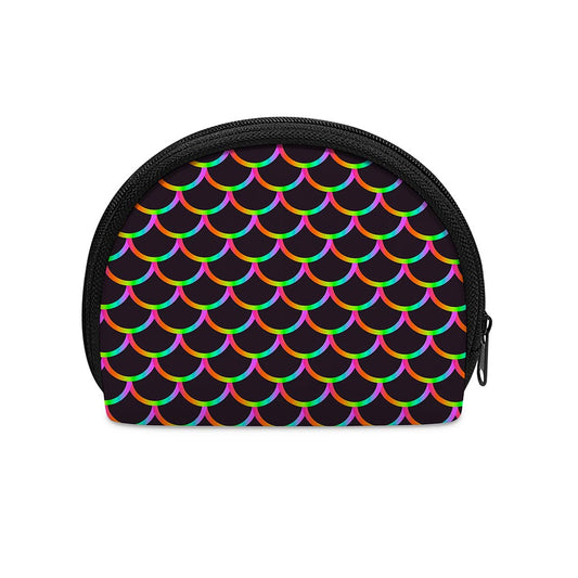 Black Mermaid Scales Pattern Print Coin Purse