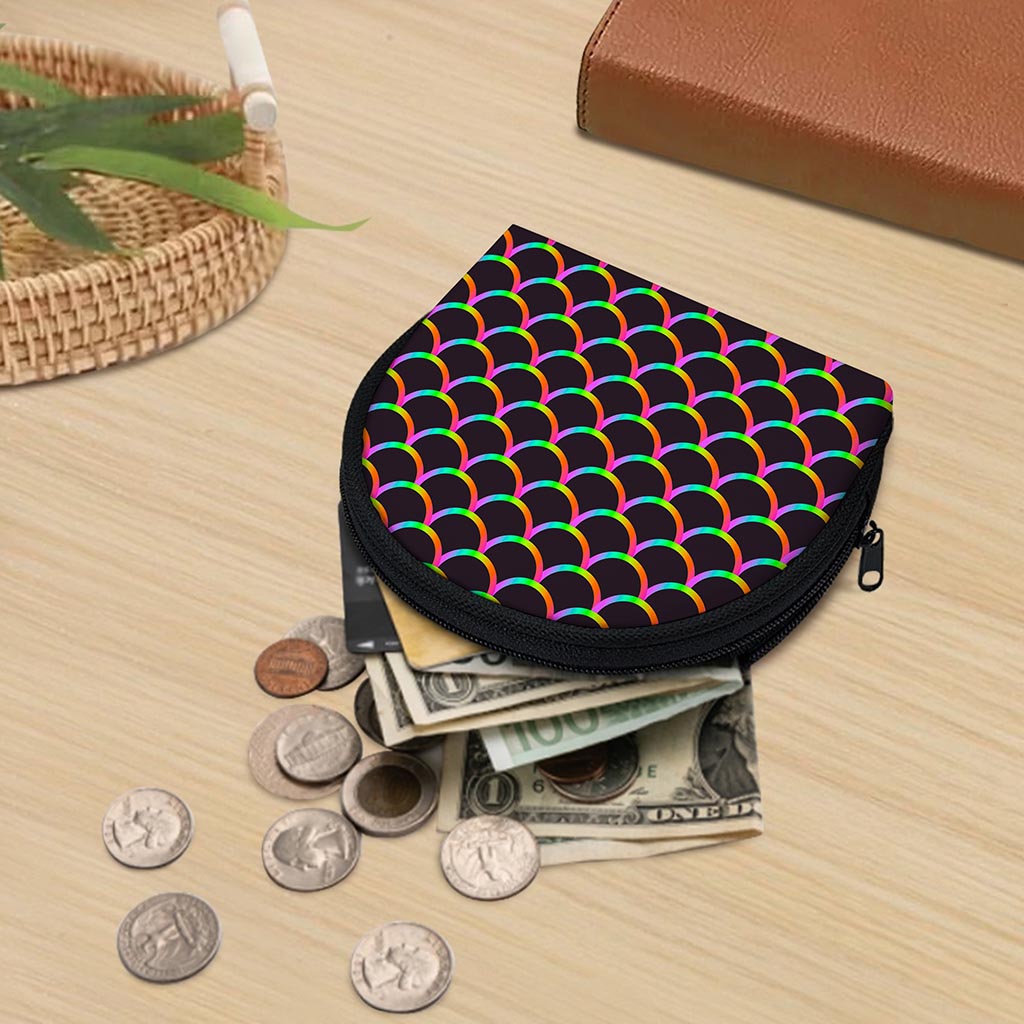 Black Mermaid Scales Pattern Print Coin Purse