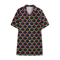 Black Mermaid Scales Pattern Print Cotton Hawaiian Shirt