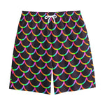 Black Mermaid Scales Pattern Print Cotton Shorts