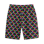 Black Mermaid Scales Pattern Print Cotton Shorts